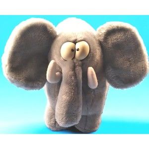 Vtg EUGENE Gray Standing Elephant Animal Crackers 24K Company 9" Plush Toy EC